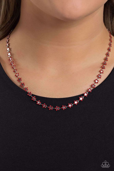 Paparazzi Floral Catwalk - Necklace Red Fashion Fix Exclusive Box 79