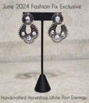 Paparazzi Handcrafted Horseshoe - Ring Earrings White - Fashion Fix Exclusive Box 31