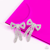 Paparazzi Just BOW With It - Earrings White LOP Exclusive Box 79