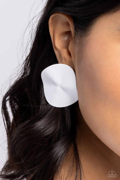Paparazzi Moody Masterpiece - Earrings White Fashion Fix Exclusive Box 5