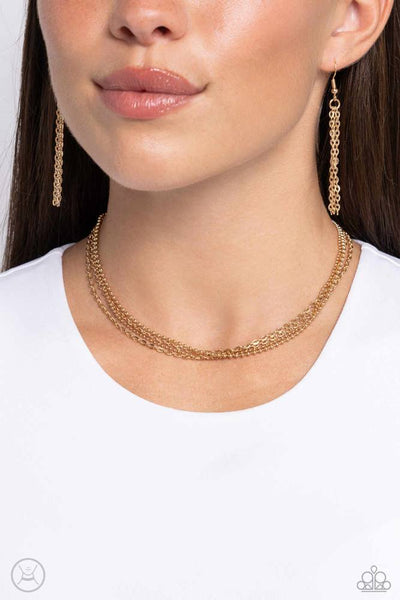 Paparazzi Industrial Independence - Gold Choker Necklace Fashion Fix Exclusive Box 5