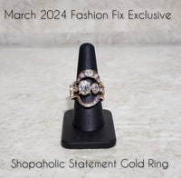 Paparazzi Shopaholic Statement - Ring Gold Fashion Fix Exclusive Iridescent Box 20