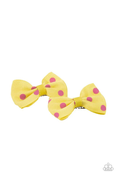 Paparazzi Polka Dot Drama - Yellow Hair Clip Box 12