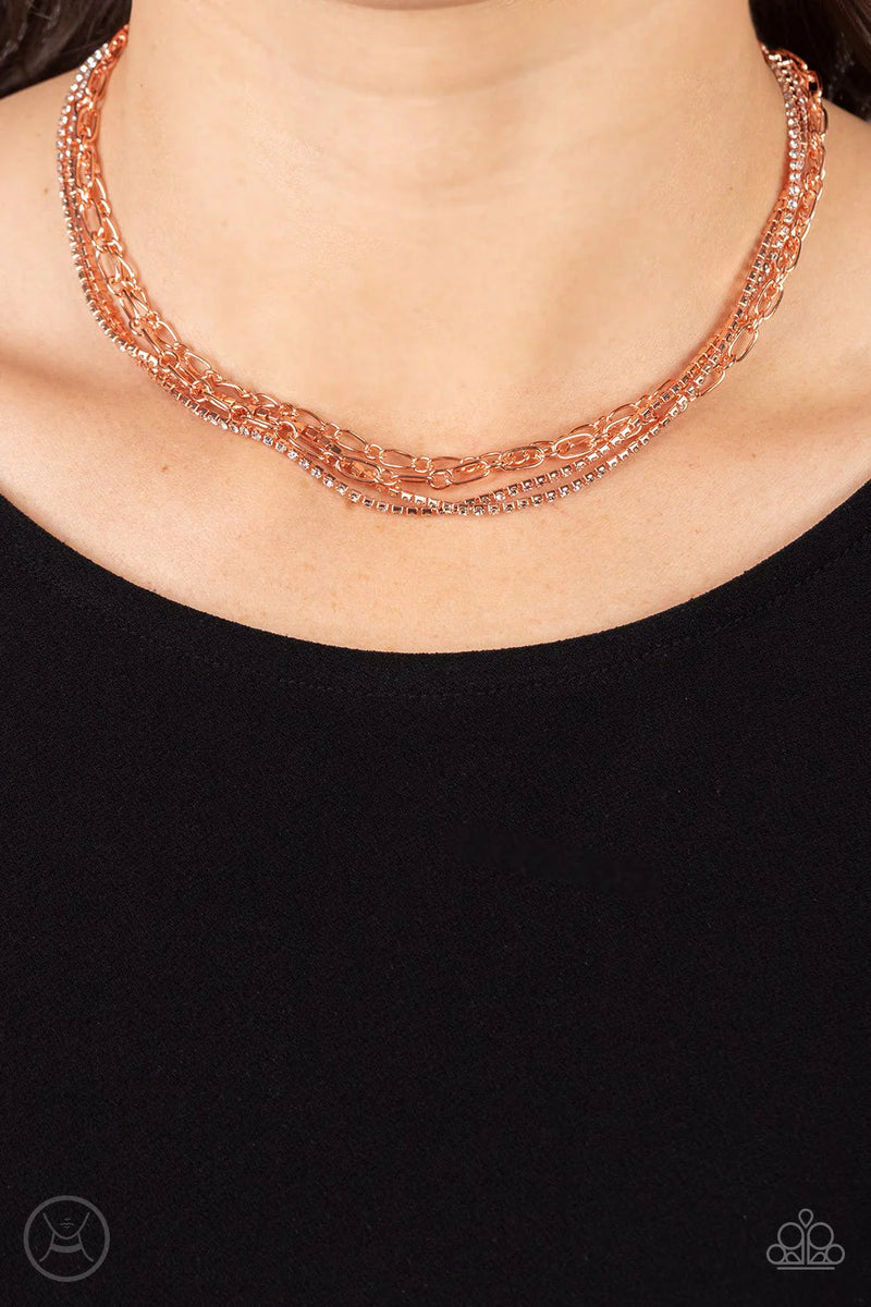 Paparazzi Glitter and Gossip - Necklace Copper Fashion Fix Exclusive B ...