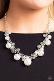 Paparazzi Scratched Shimmer - Necklace White Fashion Fix Exclusive Box 142