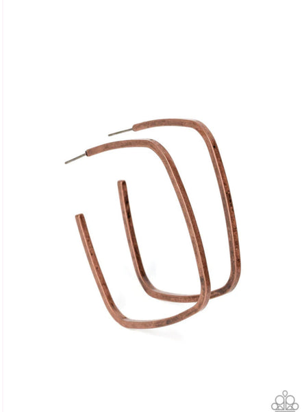 Paparazzi Major Flex - Earrings Copper Fashion Fix Exclusive Box 142