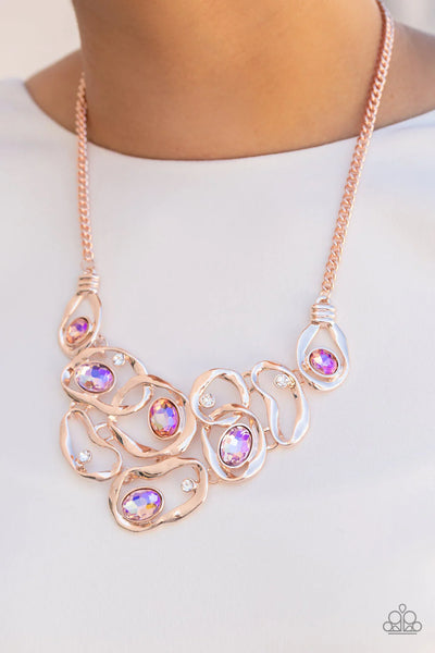 Paparazzi Warp Speed - Necklace Rose Gold LOP Exclusive Box 115