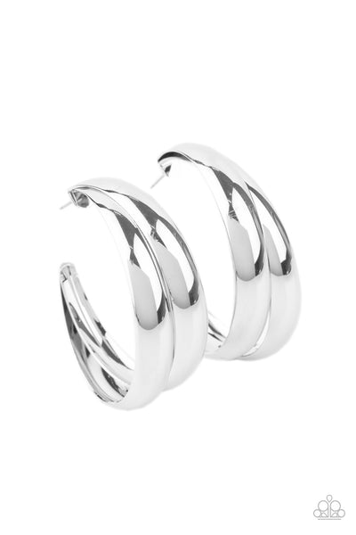 Paparazzi Colossal Curves - Earrings Silver Box 70