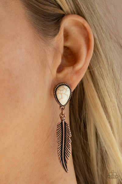 Paparazzi Totally Tran-QUILL - Earrings Copper Box 79