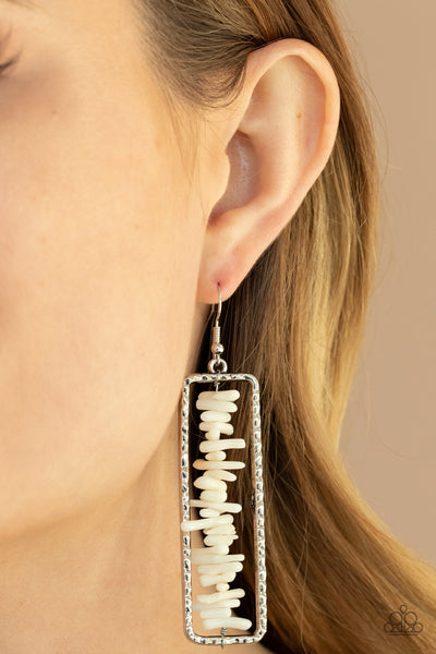 Paparazzi Dont QUARRY, Be Happy - Earrings White Box 90