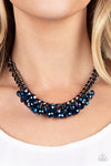 Paparazzi Galactic Knockout Oil Spill Necklace Blue Box 82