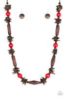 Paparazzi Cozumel Coast - Necklace Red Wood Box 138