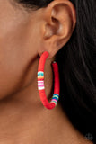 Paparazzi Colorfully Contagious - Earrings Red Box 142