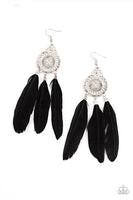 Paparazzi Pretty In Plumes - Earrings Black Box Box 100