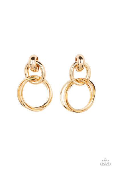Paparazzi Dynamically Linked - Earrings Gold Box 136
