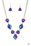 Paparazzi Glittering Geometrics - Necklace Purple Oil Spill LOP Exclusive Box 25