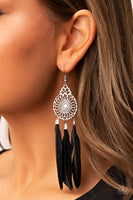 Paparazzi Pretty In Plumes - Earrings Black Box Box 100