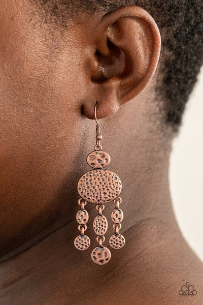 Paparazzi - Get Your ARTIFACTS Straight Earrings CopperBox 15