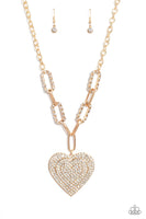 Paparazzi Roadside Romance - Necklace Gold Heart LOP Exclusive Box 25