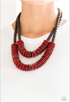Paparazzi Dominican Disco - Necklace Red Wood Box 22